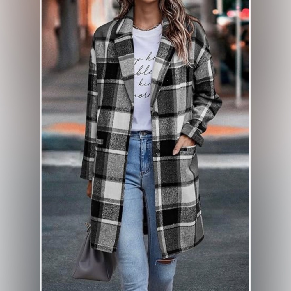 Black and White Plaid Long Shacket